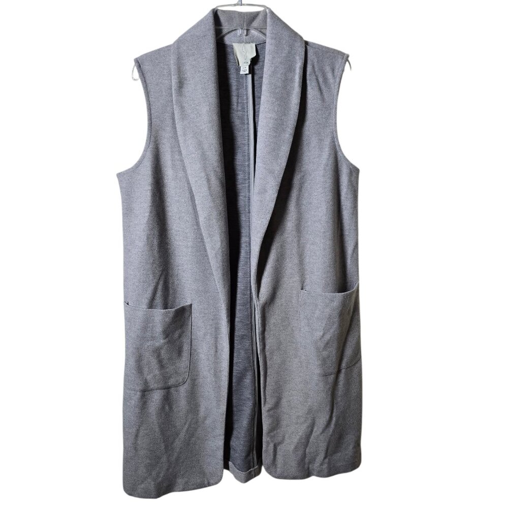 Joie Gray Longline Vest Sz Lg Open Front Sleeveless Jacket Minimalist Layering